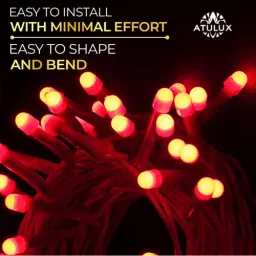 atulux 62 LEDs 18 m Red Steady String Rice Lights image 5