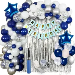 Solid Happy Birthday Decoration kit items 1st Birthday 62 Pcs for Birthday combo pack Balloon-13