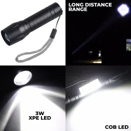 wrader Rechargeable Zoomable Portable Torch Light with Side Searchlight Small LED Torch 6 hrs Torch Emergency Light image 5