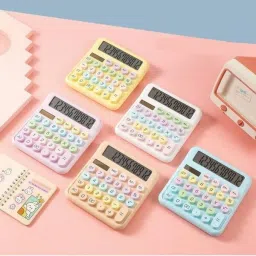 khodalemart Colorful Mechanical Calculator, 12 Digits Large Display Cute Calculator for Desk Office Aesthetic Calculator FinancialCalculator image 4