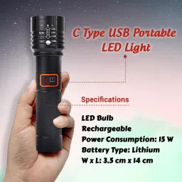 idoleshop 035 (ZOOMABLE METAL TORCH)5 Modes Flashlight, Super Bright Cree T6 LED Light Torch image 4