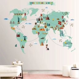 World Travel Map - Trip- Adventure - Office -Wall Decals WS 192A-image-41