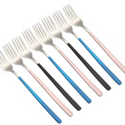 8" Stainless Steel Dinner Forks Set with Colorful Handle & Shiny Silver Mouth Stainless Steel Dinner Fork Set-13