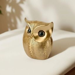 Lucky Owl Resin Art Idol Figure Golden Owl Art Figure for Good Luck Statue Decorative Showpiece-14 cm-image-46