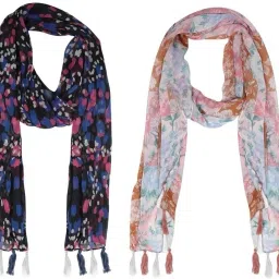 Printed Chiffon Women Multicolor Scarf, Stole, Fancy Scarf-image-45