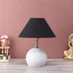 foziq Black Shade Table Lamp with White Table Lamp Table Lamp image 2