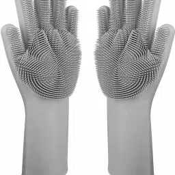 Silicon Hand Gloves For Kitchen Washing Utensils Dishes With Brush Cleaning Scrubber Wet and Dry Glove Set-4