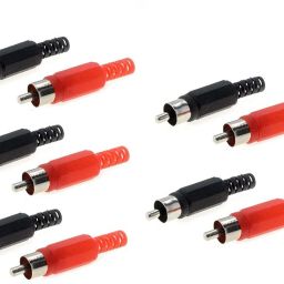 (Pack of 5 Pair) RCA Pin Male Audio Video RCA Pin Male Pair Connector for Stereo Cable Audio Video Jack Adapter Red Black Pair Speaker Connector Pin Alternative Energy Electronic Hobby Kit-1