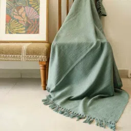 art india Teal Cotton Solid 60X56 Inches Reversible Throw-picture-35