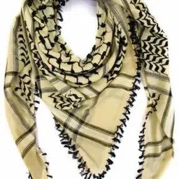 Checkered Cotton Blend Men Beige Scarf-image-35