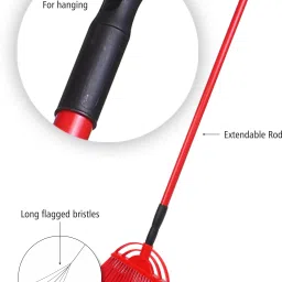 hic Plastic Floor/Ceiling Brush with Long and Soft bristles to Collect Minute dust Particle, Remove jala/Cobwebs with Extendable Rod to Adjust to Your Height (Multi Colour) Microfibre Wet and Dry Brush image 3