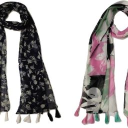 Printed Chiffon Women Multicolor Scarf, Stole, Fancy Scarf-image-93