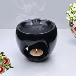 Ceramic Aroma Burner, (4 x 4 inch, Black) Aroma Oil-picture-10