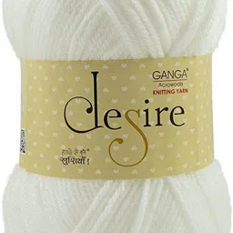 ganga Desire Hand Knitting and Crochet yarn (White) (200gms)-picture-45