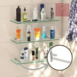 vmd 4" Adjustable heavy S.S F-Type Glass self bracket, support, holder for 6 to 12 mm glass acrylic, Mdf bord, Matt Finish, (Pack of 10) Shelf Bracket image 5