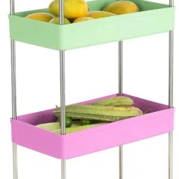 Dish Drainer Kitchen Rack 4 Tier Storage Kitchen Organizer, Home Toilet Rack, Corner Bedroom Shelves..... Plastic-image-3