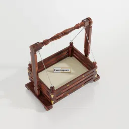 furnisquare Solid Sheesham Wood Cradle| Wooden Palna | Jhula for kids | bed image 2