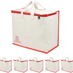 Canvas Reinforced Cotton Handles with Multipurpose Clothes Storage Organizer Pack of 6 Grocery Bags-image-14