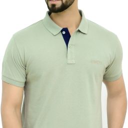 Men Solid Polo Neck Cotton Blend Green T-Shirt-image-22