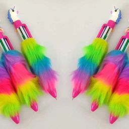 Unicorn Stationary Collection of- 6Pcs Furr,Feather Multicolor Pen for Kids-13