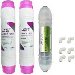 Multipro sediment and carbon cartridges,7 stages mineral cartridge with elbow connectors,RO serice kit(Pack of 1 pc Sediment Filter,1 pc carbon filter,1 pc mineral cartridge)compatible with all kind of domestic RO water purifiers Solid Filter Cartridge-image-38