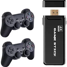 Tech Aura USB Wireless Console Game Stick Video Game Console Built-in 3000 Classic Games 8 Bit Mini Retro Controller HDMI Output Dual Player- 4K Ultra HD Game StickGame Set 32 GB with PS1 / ATARI / MAME / SFC / FC / GBA / GB / GBC / MD simulator games total 3000 +-29