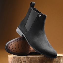 EL PASO Men Black Faux Leather Casual Slip On Boots Boots For Men-picture-19