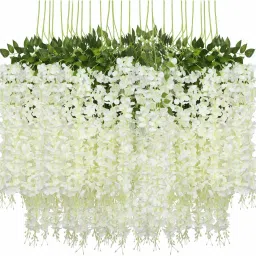 Artificial Silk Wisteria Hanging Flowers Garlands White Westeria Artificial Flowerwith Pot-23