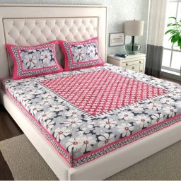144 TC Cotton Double Jaipuri Prints Flat Bedsheet-image-11