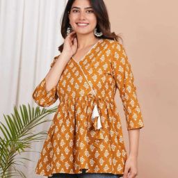 Casual Regular Sleeves Printed Women Yellow Top-image-74