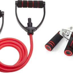 Gym Combo Of Adjustable Single Toning Tube With 2 Foam Hand Gripper Fitness Accessory Kit Kit-image-33