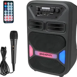 Soundpapa Speaker with Karaoke Mic, 8" Dual Woofer, RGB Lights, 2400mAh Battery 50 W Bluetooth Party Speaker-17