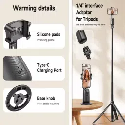 LISTRO Auto Face Tracking AI Desk Selfie Gimbal P05, Gesture Control 360° Rotation Single Gimbal for Mobile image 4