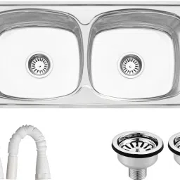 37x18x08 Premium Kitchen Sink 304Grade Stainless Steel Double Bowl Wash Sink IEZ3718I | MIRROR POLISH | STAINLESS STEEL | DOUBLE BOWL | Vessel Sink-image-3