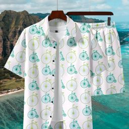 Men Top & Shorts Set White Ombre/Dyed, Floral Print-image-108