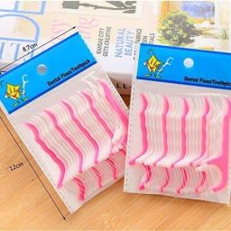 Dental Tooth Pick Flossers Toothpick Cleaners, Tooth Flossing Head Oral Dental Hygiene Brush, Tooth Cleaning Tool ( White Pink ) (Pack of 100Pcs)-24