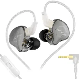 EDC Pro IEM Earphone with In-Line Microphone, Silver Plated 3.5mm Plug Cable Wired Headset-13