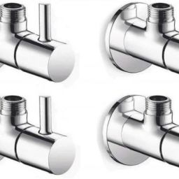 FLY Pack Of 4 FLY Angle Cock Square with Wall Flange Chrome Bathroom Faucets Taps and Faucet Angle Valve Angular Stop Cock Wash Basin Tap Angle Valve for Bathroom Geyser Tap Angle Cock Faucet FLYAV Angle Cock Faucet-image-56