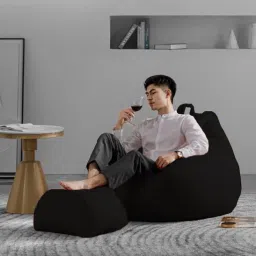 giglick 4XL Bean Bag With Relaxing Curve Footrest Filled With Beans Bean Bag ChairWith Bean Filling image 2
