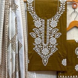 Unstitched Pure Cotton Salwar Suit Material Embroidered-image-7