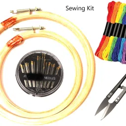 Special Combo Pack of 2 Embroidery hoop of 5,7 Inches + 7 Cotton Skeins 8mtr. each Multicolor + 1 Thread Cutter + Pack of 30 Needles - For Sewing and Embroidery Work-Sewing Kit Sewing Kit-18