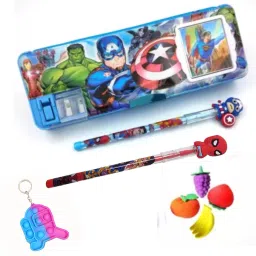Pencil Boxes for Boys with Pencils Pen Eraser Avengers Art Plastic Pencil Box-29