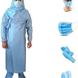 Sky -60 GSM For Travelling PPE Kit for Isolation Disposable and Reusable and Washable Surgical PPE Kit for Personal Protective Kit Blue Combo Set Pack of 1 Set PPE kit Safety Jacket-picture-8