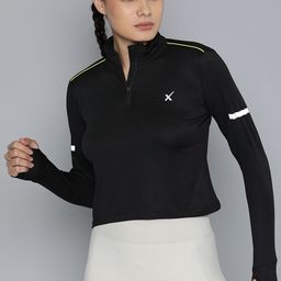 hrx by hrithik roshan Women Solid High Neck Polycotton Black T-Shirt-picture-26