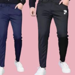 Pack of 4 Men Solid Black, Light Green, Blue, Purple Track Pants-image-51
