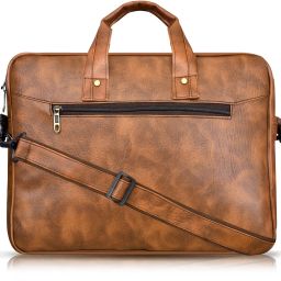 Tan Color Faux Leather 10L Office Laptop Bag For Men & Women VM-BG09 Waterproof Messenger Bag-picture-15