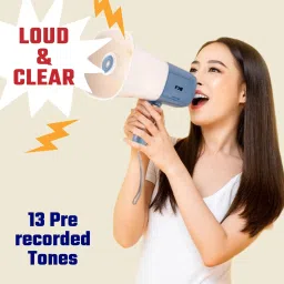 fxi MP-835 Megaphone Speaker For Announcing Talk Record Play, Siren, Inbuilt Torch, Dual Battery Foldable Loudspeaker Bluetooth Megaphone with 13 Pre Recorded Tones Indoor, Outdoor PA System image 2