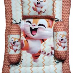 Cat Printed Bedsheet Set Brown White Color-image-1