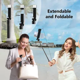INDRAMANSHA Retractable Phone Tripod with Wireless Remote Control & Light Bluetooth Selfie Stick image 2