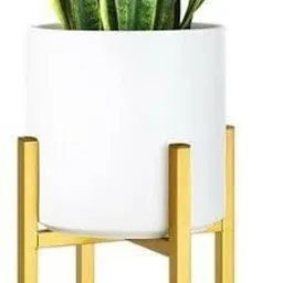 Metal Plant Pot Set Indoor Round Planter with Metal Stand Plant Container Set-image-29